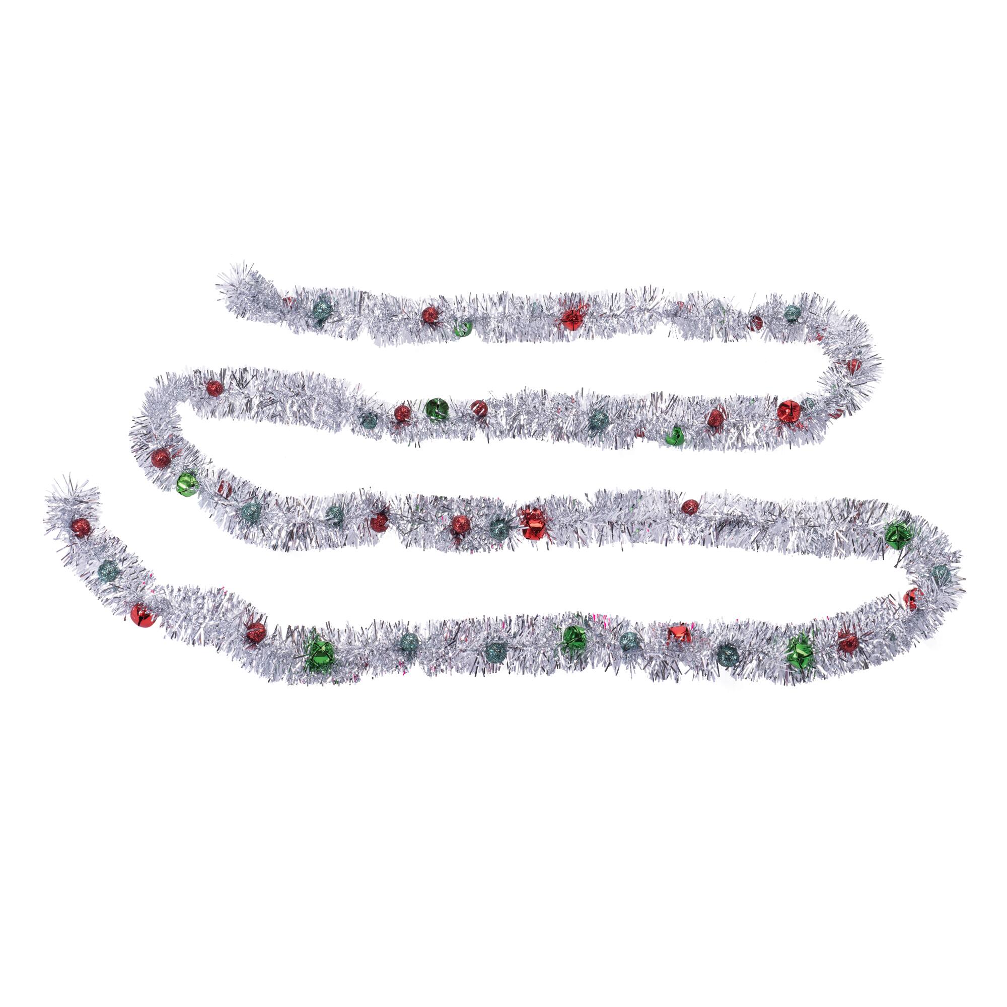 70" Tinsel Sleigh Bell Ornament Garlands, 6ct.